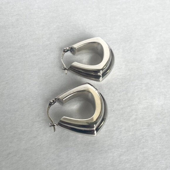 Fine Silver .999 Chunky 1" Hinged Wide Hoop Earrings - Picture 3 of 16